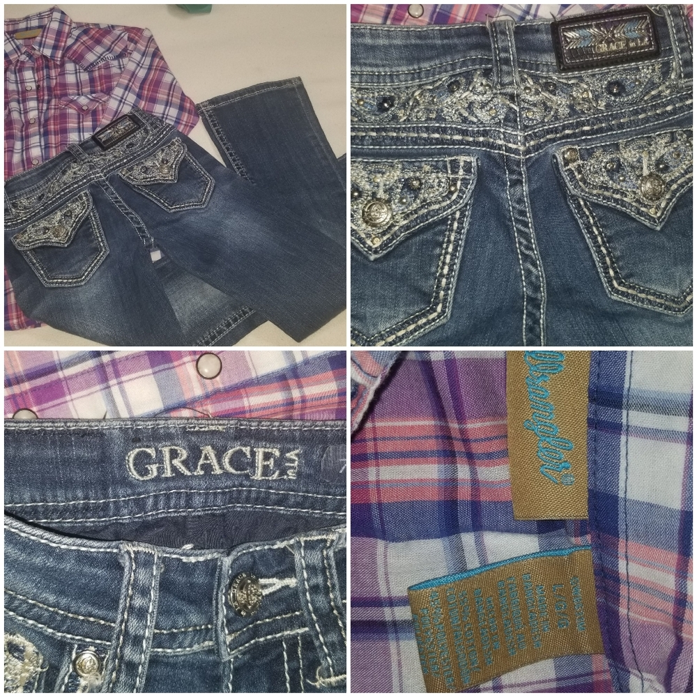 size 7 jeans and top purchase together for $30